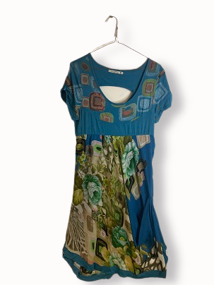 Rubynee Vintage y2k Soggo Paris floral womens blue summer Dress