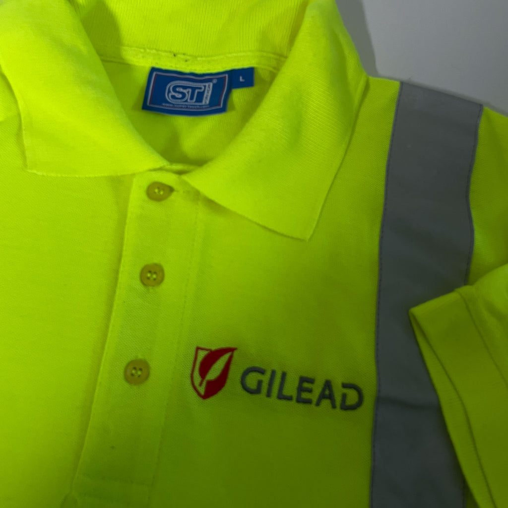 Mens Supertouch Gilean logo yellow & navy colourblock polo shirt in L|L29 W24|SKU 6490