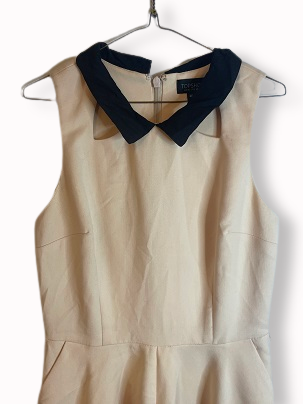 Rubynee Vintage y2k Topshop black butterfly neck cream dress