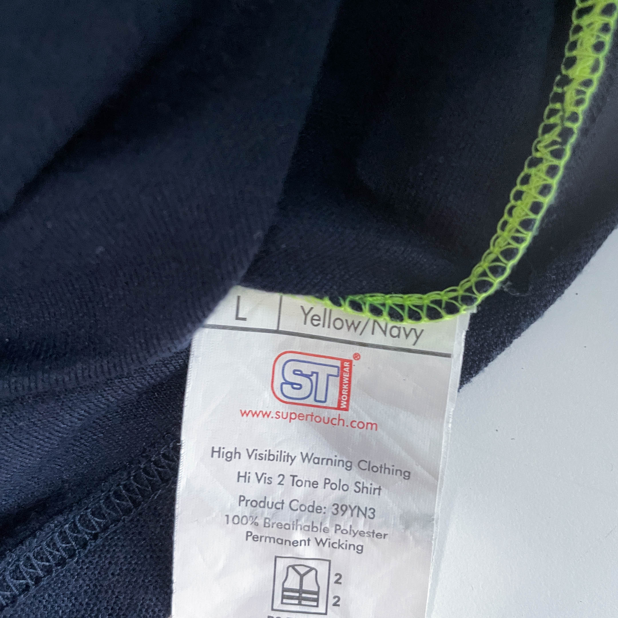 Mens Supertouch Gilean logo yellow & navy colourblock polo shirt in L|L29 W24|SKU 6490