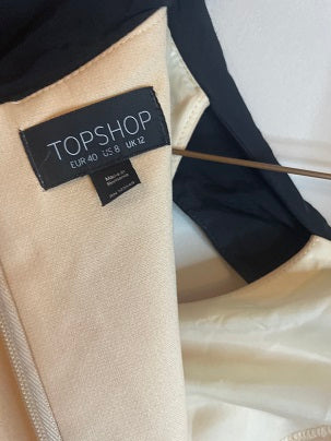 Rubynee Vintage y2k Topshop black butterfly neck cream dress