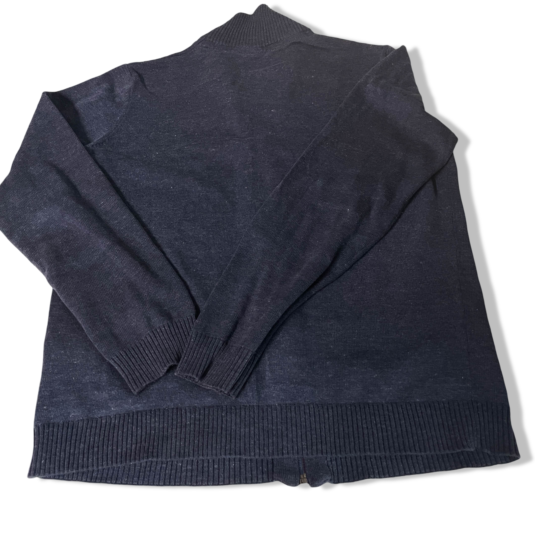 Vintage men Tom Tailor navy high neck full zip sweater in M|L28 W19|SKU 6497