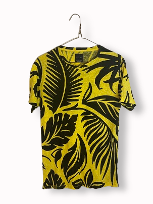 Rubynee Vintage y2k Zara Man yellow and black leaf pattern t-shirt