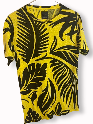 Rubynee Vintage y2k Zara Man yellow and black leaf pattern t-shirt