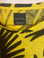 Rubynee Vintage y2k Zara Man yellow and black leaf pattern t-shirt