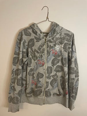 Rubynee Vintage y2k America today leaf print grey zip up hoodie