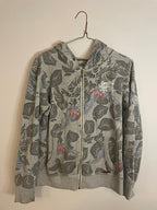 Rubynee Vintage y2k America today leaf print grey zip up hoodie