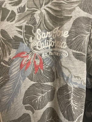 Rubynee Vintage y2k America today leaf print grey zip up hoodie