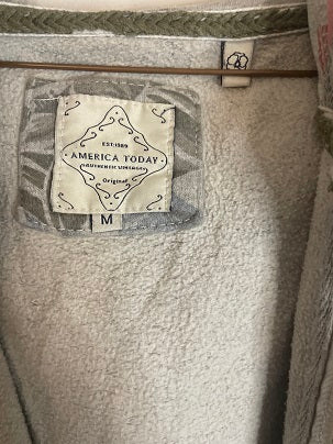 Rubynee Vintage y2k America today leaf print grey zip up hoodie