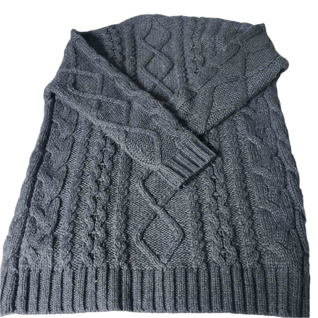 Zara Man grey cable knitted open front sweater in M|L32 W20|SKU 6501