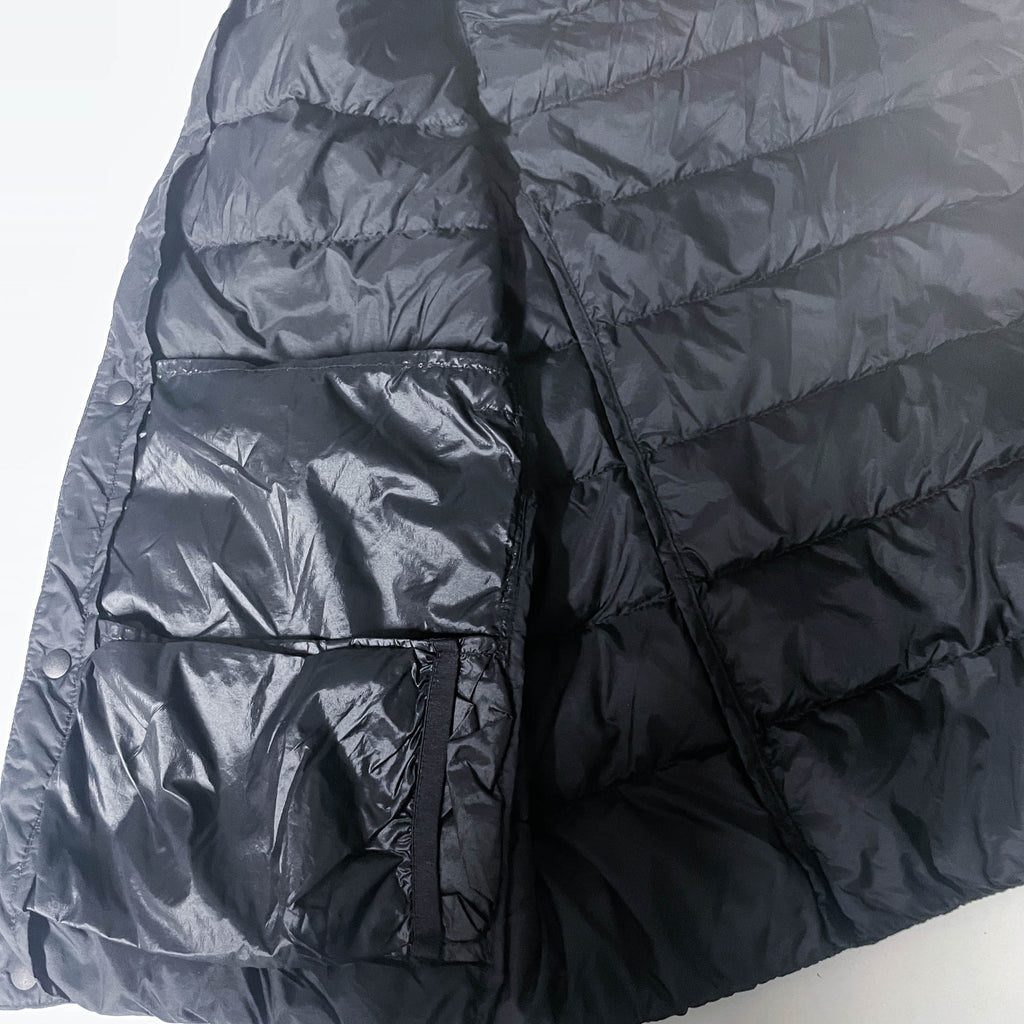 Vintage women button down puffer padded navy sleeveless jacket in S|L25 W19|SKU 6502