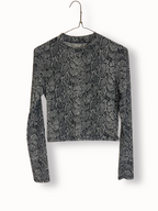 Rubynee Vintage y2k Primark Black & White Snake Print Net/Mesh Long Sleeved Top Size XS