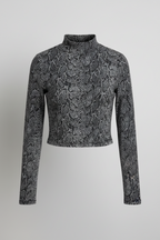 Black & White Snake Print Net/Mesh Long Sleeved Top Size XS