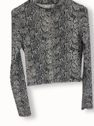 Rubynee Vintage y2k Primark Black & White Snake Print Net/Mesh Long Sleeved Top Size XS