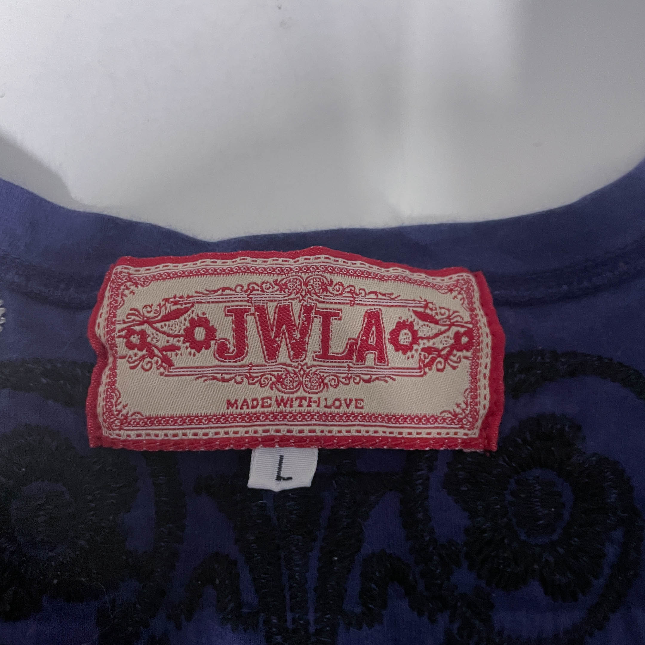 Women's JWLA Polyester blue embroidery long sleeve blouse in L|L27 W18|SKU 6508