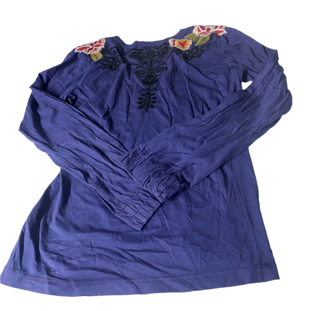 Women's JWLA Polyester blue embroidery long sleeve blouse in L|L27 W18|SKU 6508