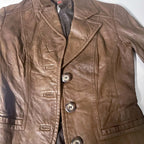 Vintage Y2K Danier brown genuine italian leather cropped biker jacket size 6/8|L24w15|SKU 6510
