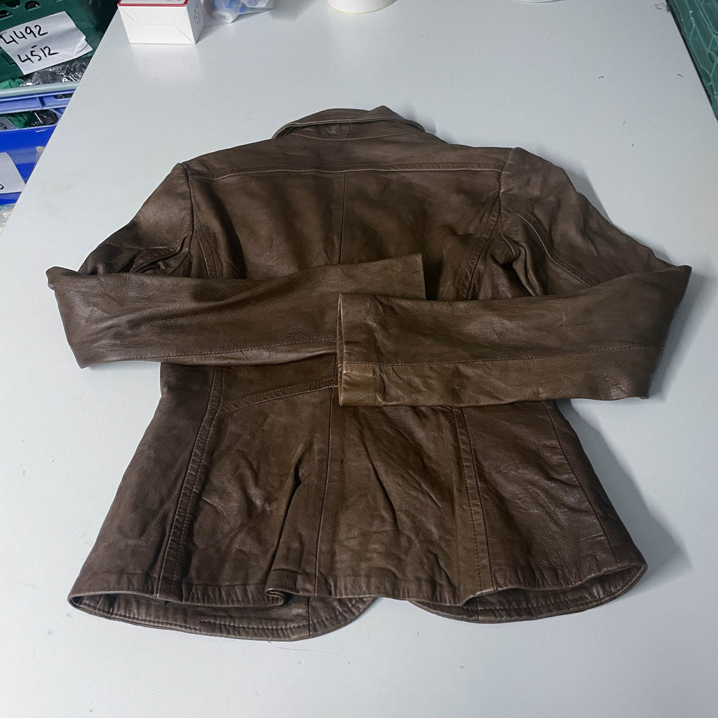 Vintage Y2K Danier brown genuine italian leather cropped biker jacket size 6/8|L24w15|SKU 6510