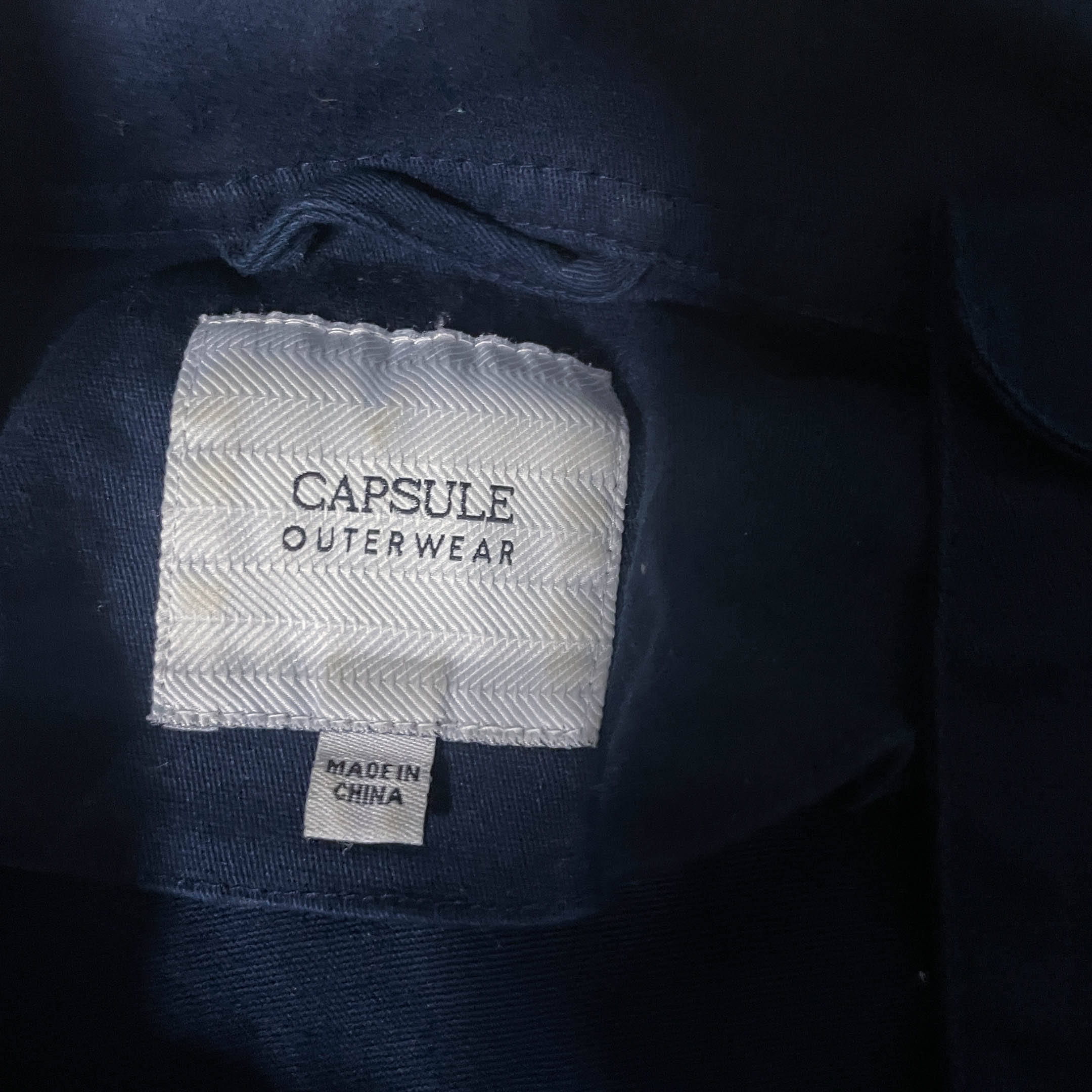 Mens Capsule outerwear navy button high neck jacket UK 14|L33 W20|SKU 6511