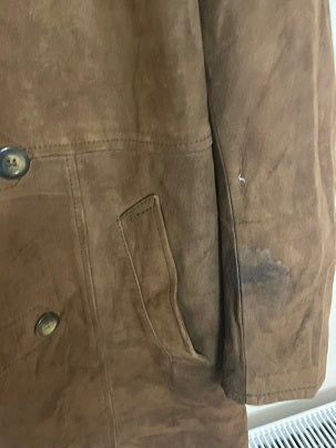 Rubynee VINTAGE Y2K VETRA MEN'S BROWN SUEDE LEATHER COAT SIZE UK 54