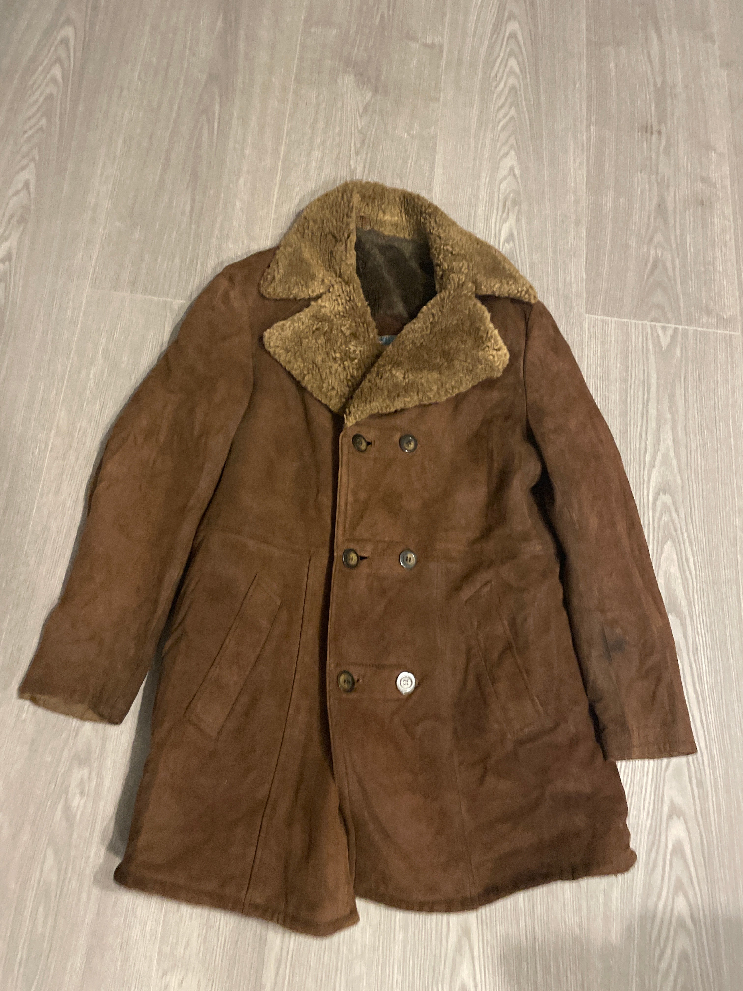 Rubynee VINTAGE Y2K VETRA MEN'S BROWN SUEDE LEATHER COAT SIZE UK 54