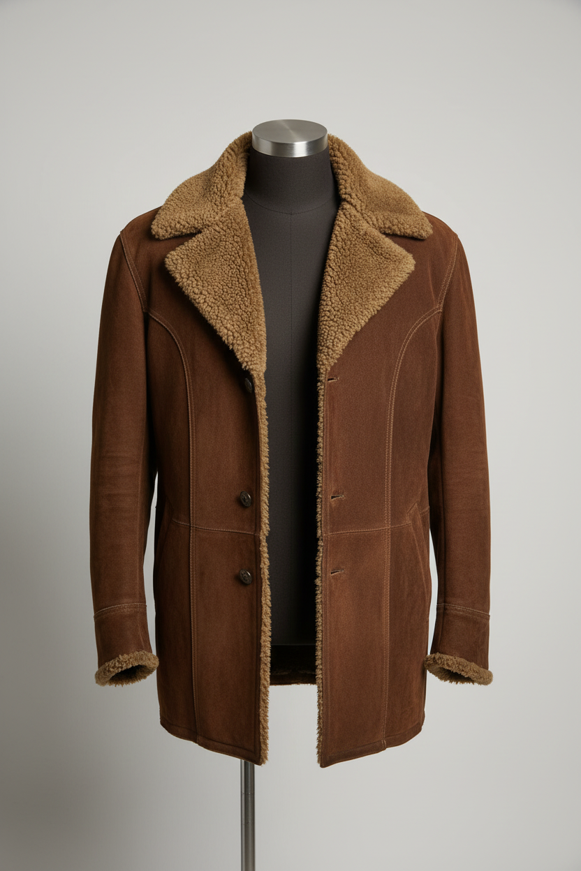 VINTAGE Y2K VETRA MEN'S BROWN SUEDE LEATHER COAT SIZE UK 54