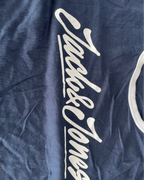 JACK & JONES MENS GRAPHIC T-SHIRT TOP LARGE NAVY BLUE COTTON L28 W19|SKU 5015