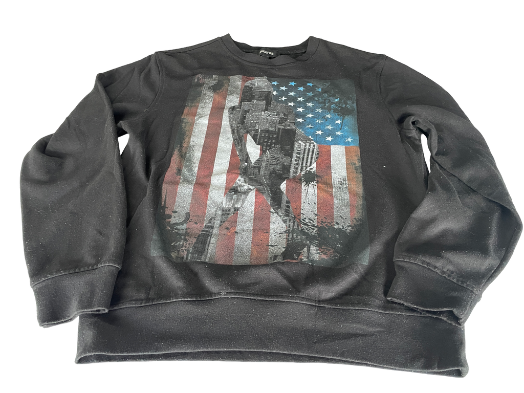 RING OF FIRE Men's Black Decembre Crew Neck French Terry Sweatshirt Top L TEDO L 27 W 21| SKU 5018