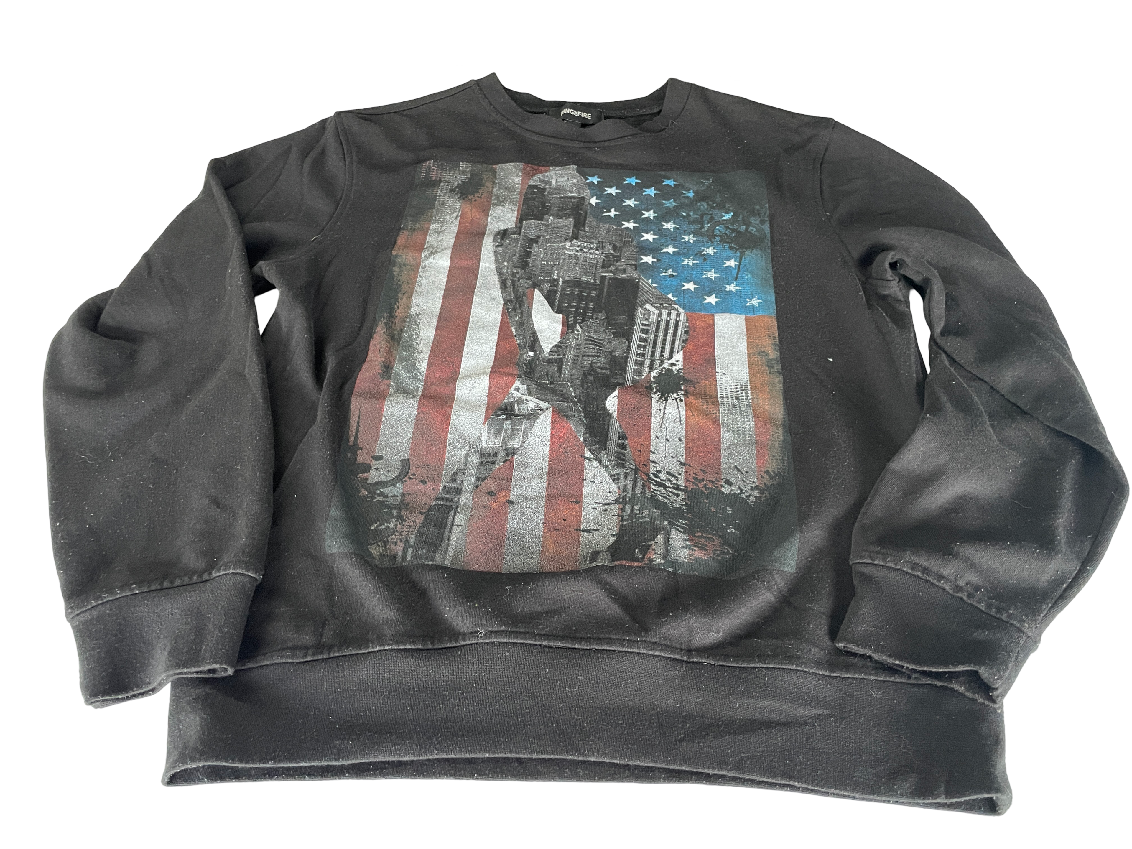 RING OF FIRE Men's Black Decembre Crew Neck French Terry Sweatshirt Top L TEDO L 27 W 21| SKU 5018