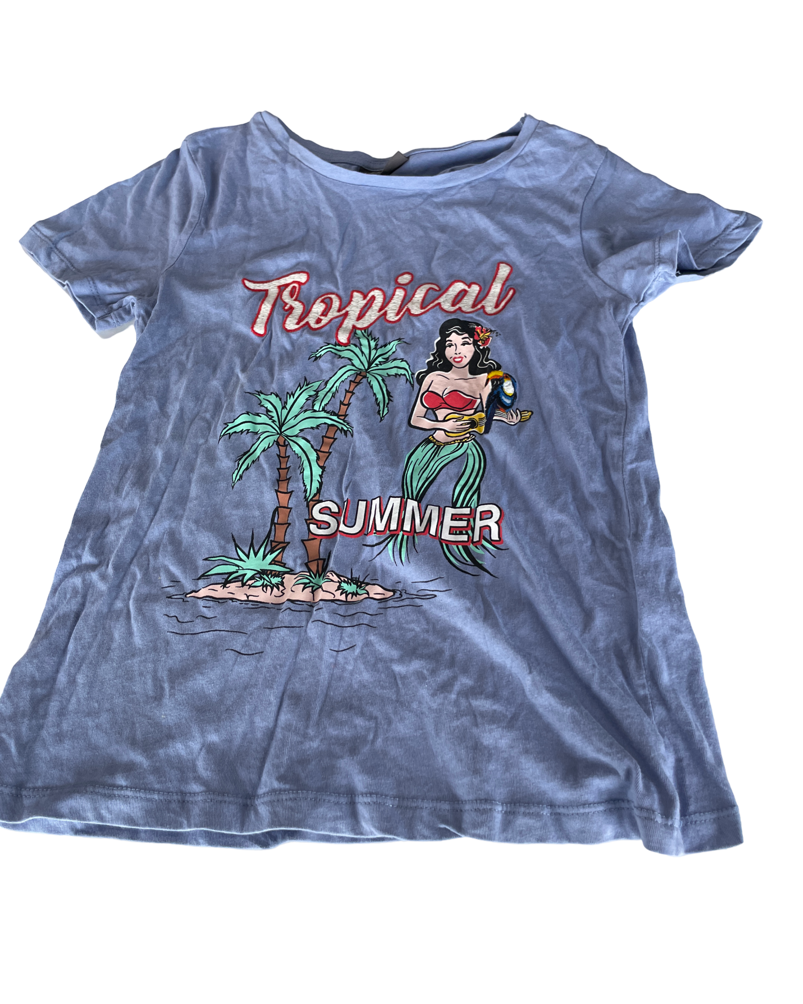  Vintage Yessica Women's Purple Tropical Paradise Slogan T-Shirt. |SKU 5027