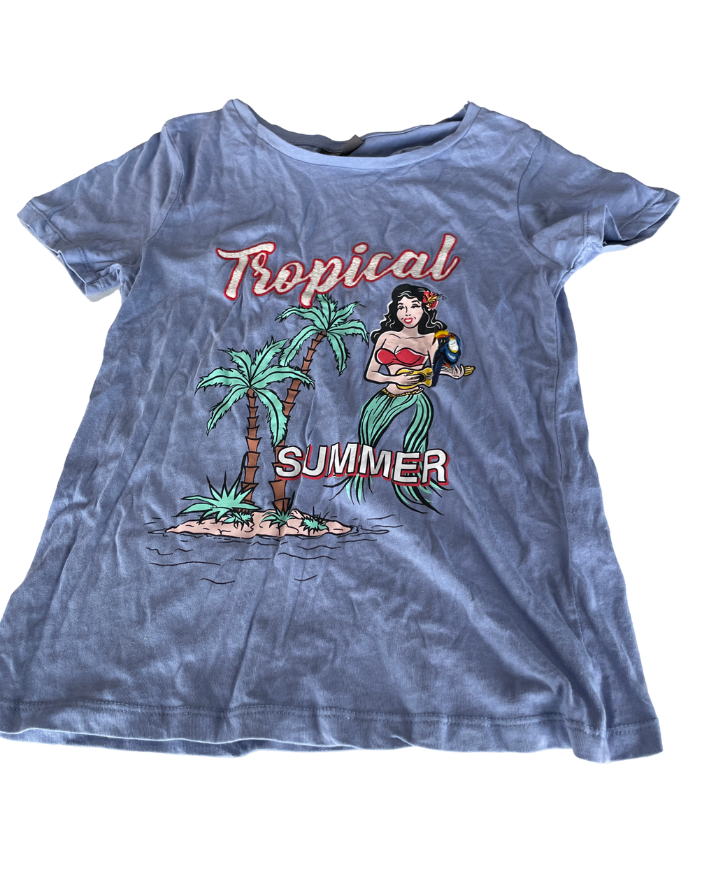  Vintage Yessica Women's Purple Tropical Paradise Slogan T-Shirt. |SKU 5027