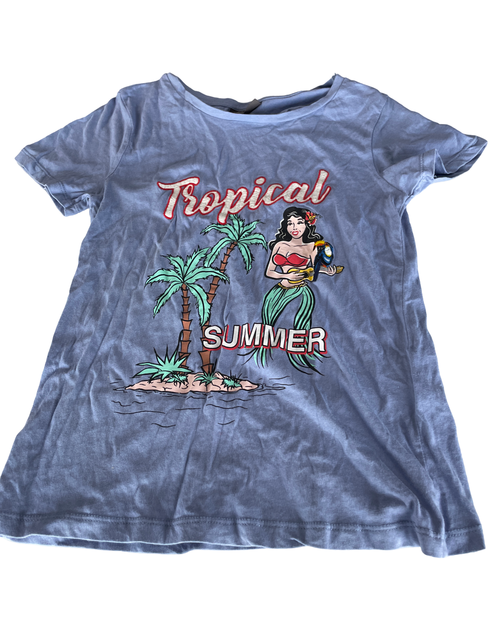  Vintage Yessica Women's Purple Tropical Paradise Slogan T-Shirt. |SKU 5027