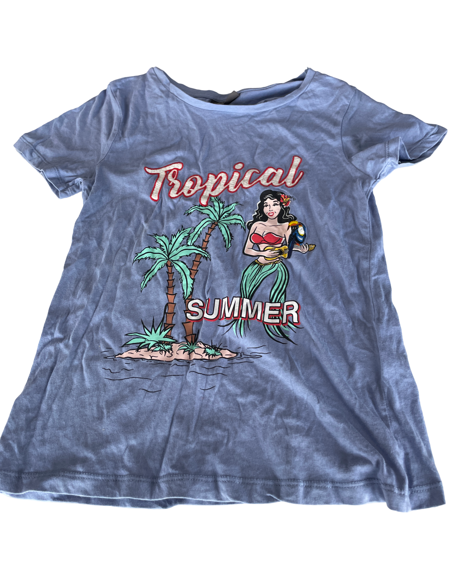  Vintage Yessica Women's Purple Tropical Paradise Slogan T-Shirt. |SKU 5027