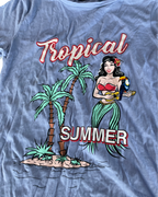  Vintage Yessica Women's Purple Tropical Paradise Slogan T-Shirt. |SKU 5027