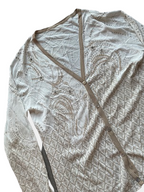 Rubynee Vintage y2k Vneck Patterned cream Sweatshirt