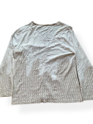 Rubynee Vintage y2k Vneck Patterned cream Sweatshirt