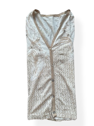 Rubynee Vintage y2k Vneck Patterned cream Sweatshirt