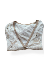 Rubynee Vintage y2k Vneck Patterned cream Sweatshirt