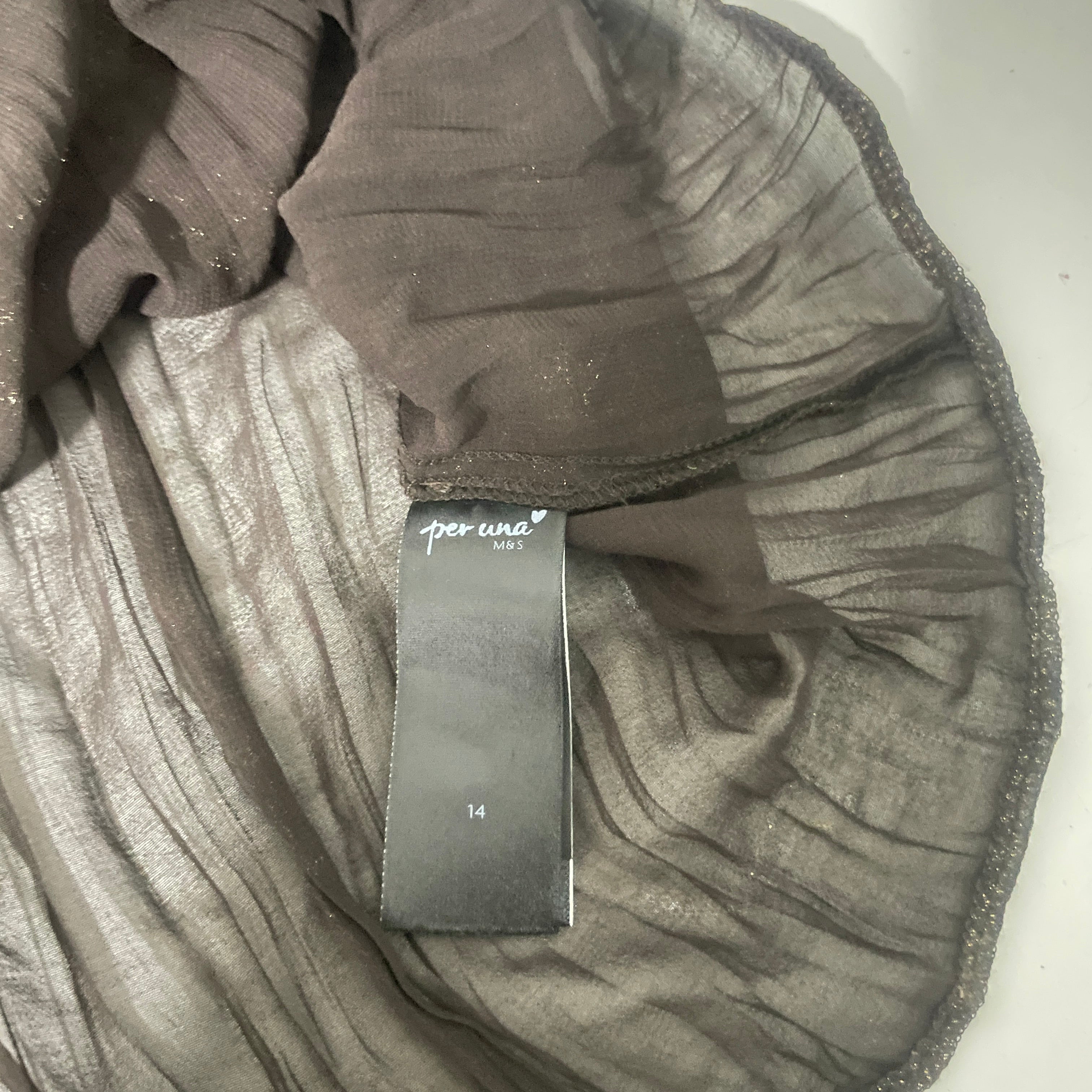 Vintage women Per una ruffle shinny casual brown blouse UK 14|L26 W18|SKU 6513