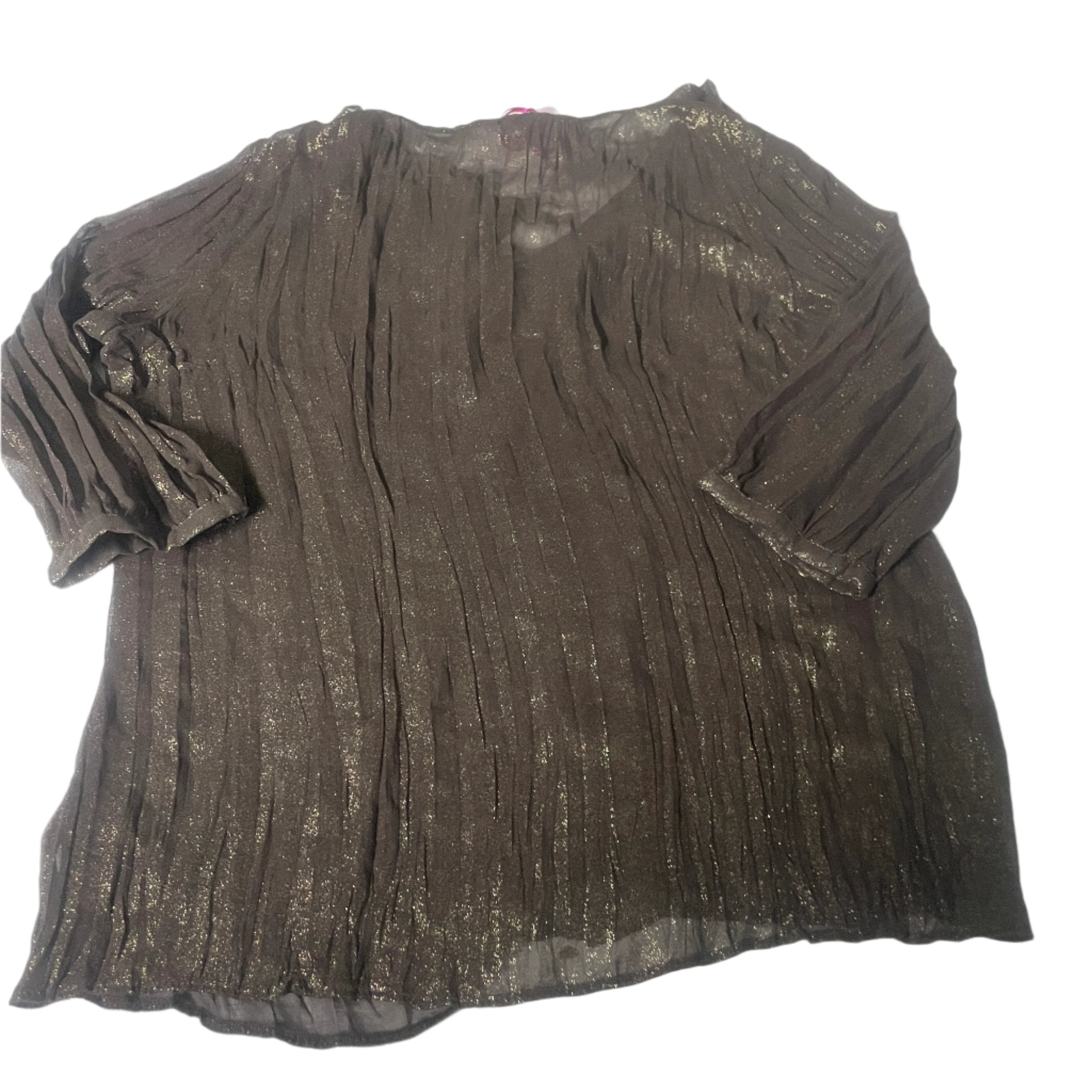 Vintage women Per una ruffle shinny casual brown blouse UK 14|L26 W18|SKU 6513