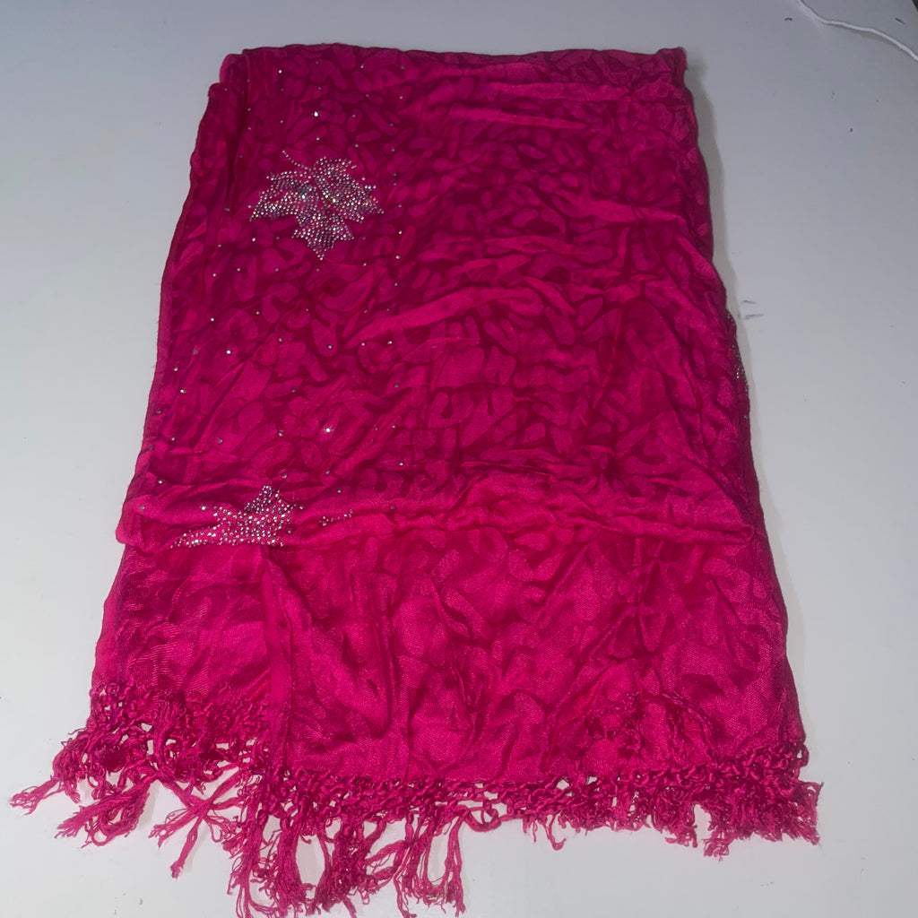 Vintage women pink cashmere silver studded scarf|L80 W28|SKU 6516