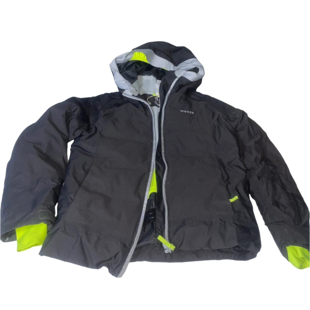Vintage Kids 10yrs Decathlon grey padded waterproof full zip ski hooded jacket|L25 W18|SKU 6517