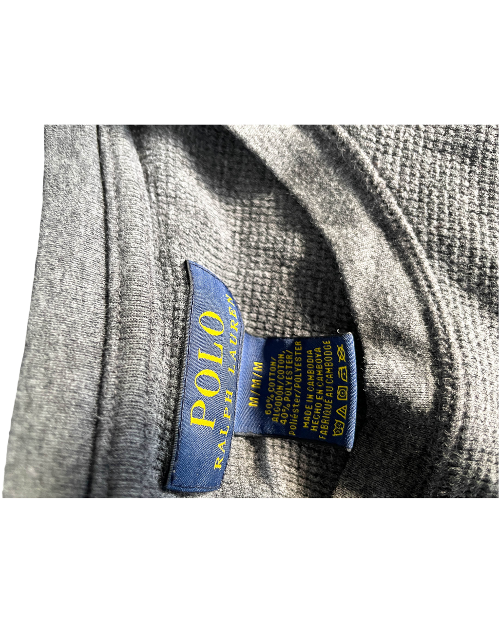 Vintage Polo Ralph Lauren Men's Grey and White T-Shirt. In size medium|SKU 5034