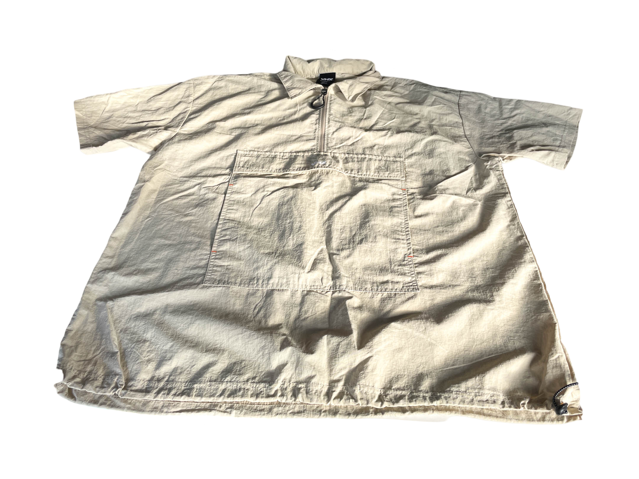 Vintage  VHK Overshirt Light Jacket. In a versatile cream color and size large, this short-sleeve parka jacket |SKU 5037