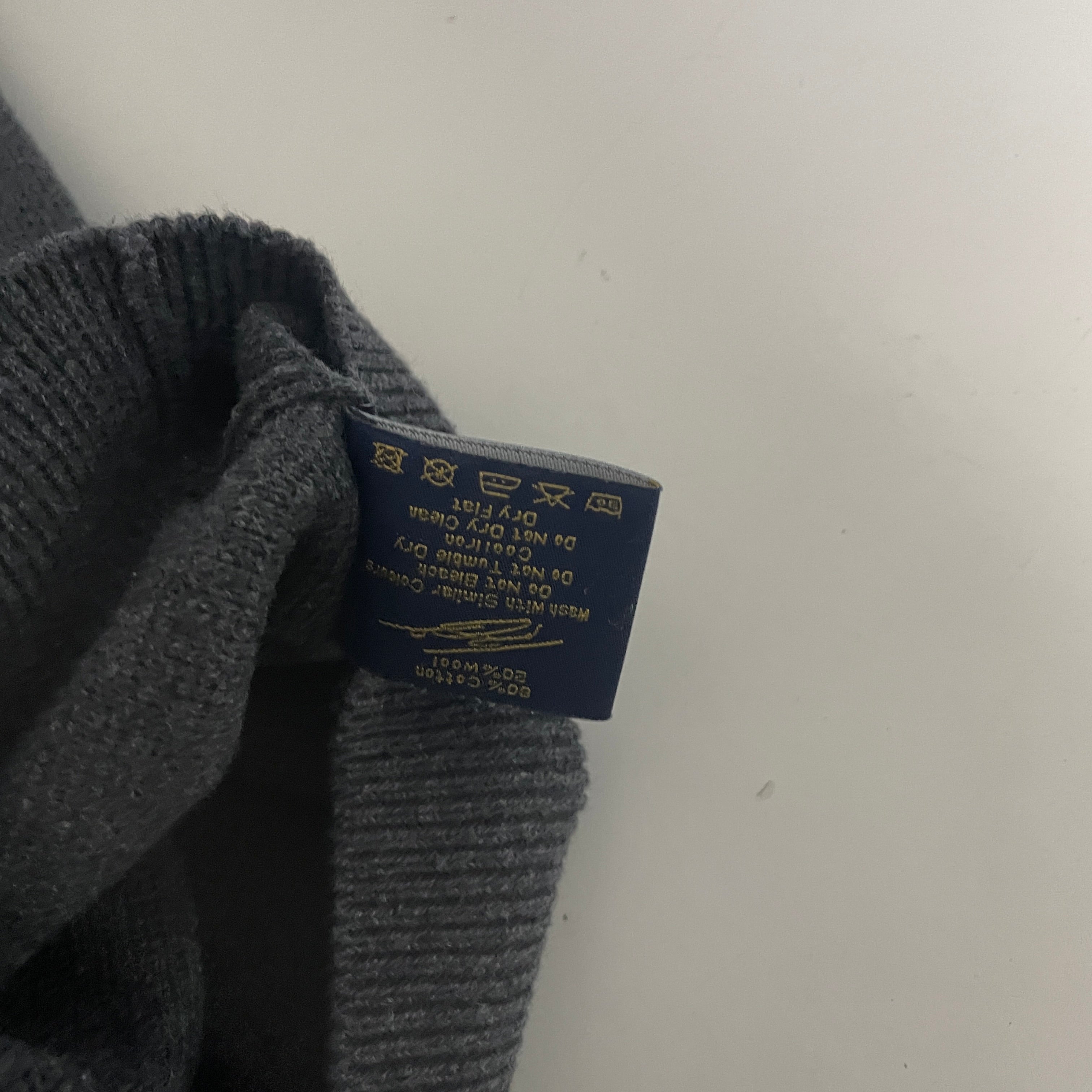 Vintage men XV king Ireland grey navy knitted colourblock full zip hoodie in M|L27 W21|SKU 6529