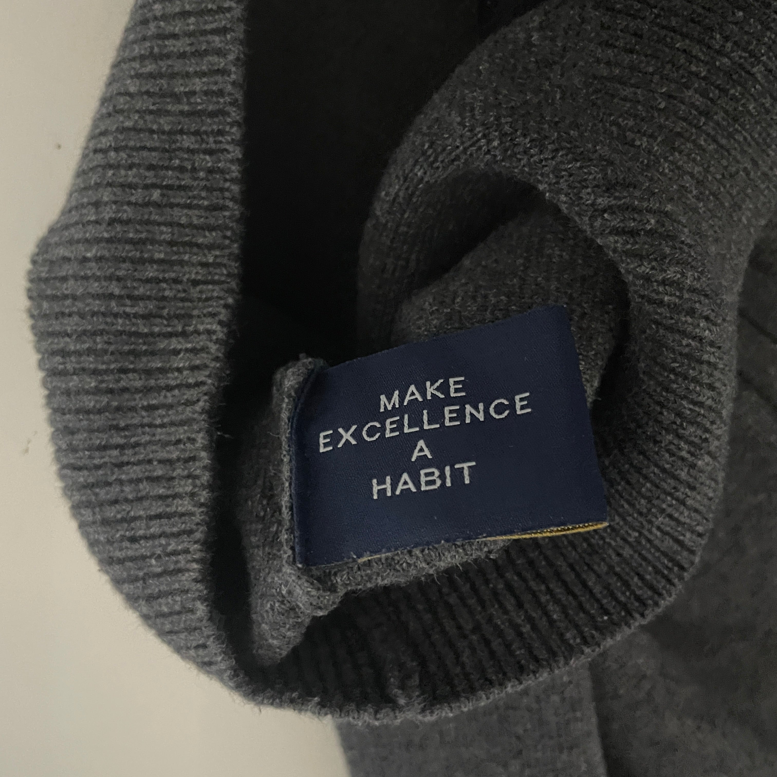 Vintage men XV king Ireland grey navy knitted colourblock full zip hoodie in M|L27 W21|SKU 6529