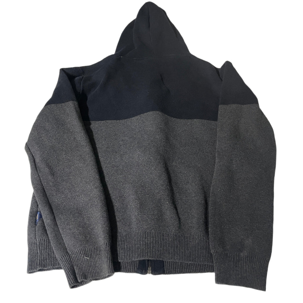 Vintage men XV king Ireland grey navy knitted colourblock full zip hoodie in M|L27 W21|SKU 6529
