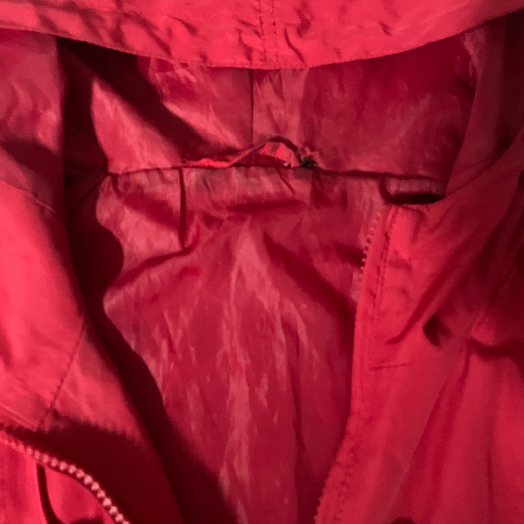 Vintage women red waterproof full zip hooded rain coat UK10|L28 W22|SKU 6531