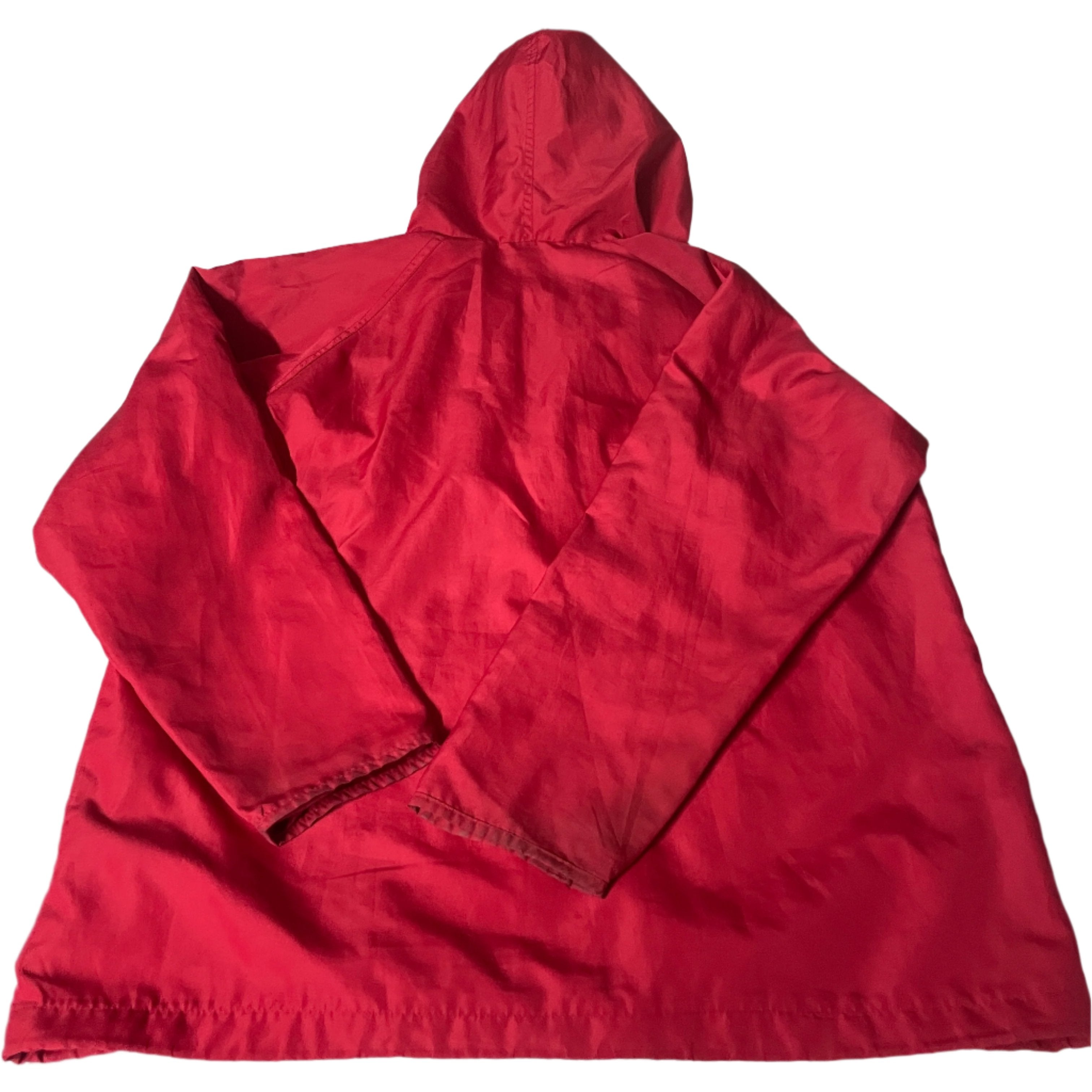 Vintage women red waterproof full zip hooded rain coat UK10|L28 W22|SKU 6531