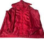 Vintage women red waterproof full zip hooded rain coat UK10|L28 W22|SKU 6531